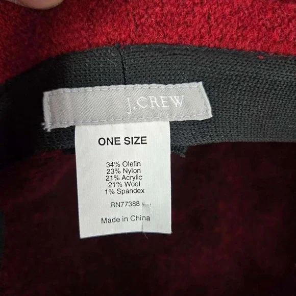 J Crew Red Knit Bucket Hat One Size Wool Blend Preppy Style Designer Look - Picture 4 of 5